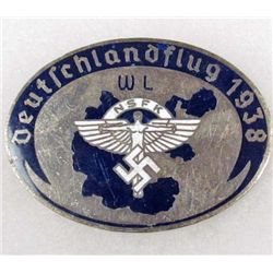 GERMAN NAZI 1938 NSFK ENAMELED GLIDER BADGE