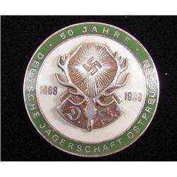 GERMAN NAZI 50 YEAR HUNTING ASSOCIATION ENAMELED BADGE