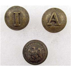 LOT OF 3 CONFEDERATE CIVIL WAR UNIFORM TUNIC BUTTONS