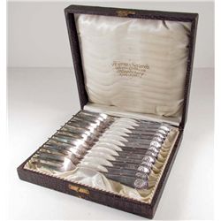 RARE CASED GERMAN NAZI WAFFEN SS SET OF 12 COCKTAIL / SEAFOOD FORKS