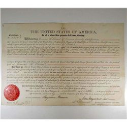 1890 USA PRESIDENTIAL LAND GRANT DOCUMENT - PRESIDENT BENJAMIN HARRISON