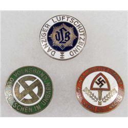 LOT OF 3 GERMAN NAZI RAD, RLB & DUTCH ENAMELED PARTY BADGES