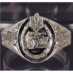 GERMAN NAZI ARMY TANK ASSAULT RING W/ STERLING MARKINGS