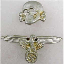 LOT OF 2 GERMAN NAZI BADGES FOR AN SS VISOR CAP