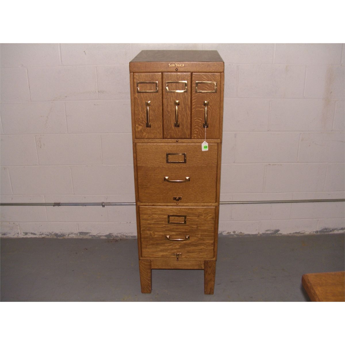 American Oak Arts Crafts Oak Upright File Cabinet Raised Panels Solid W Pull Out Files Ssr