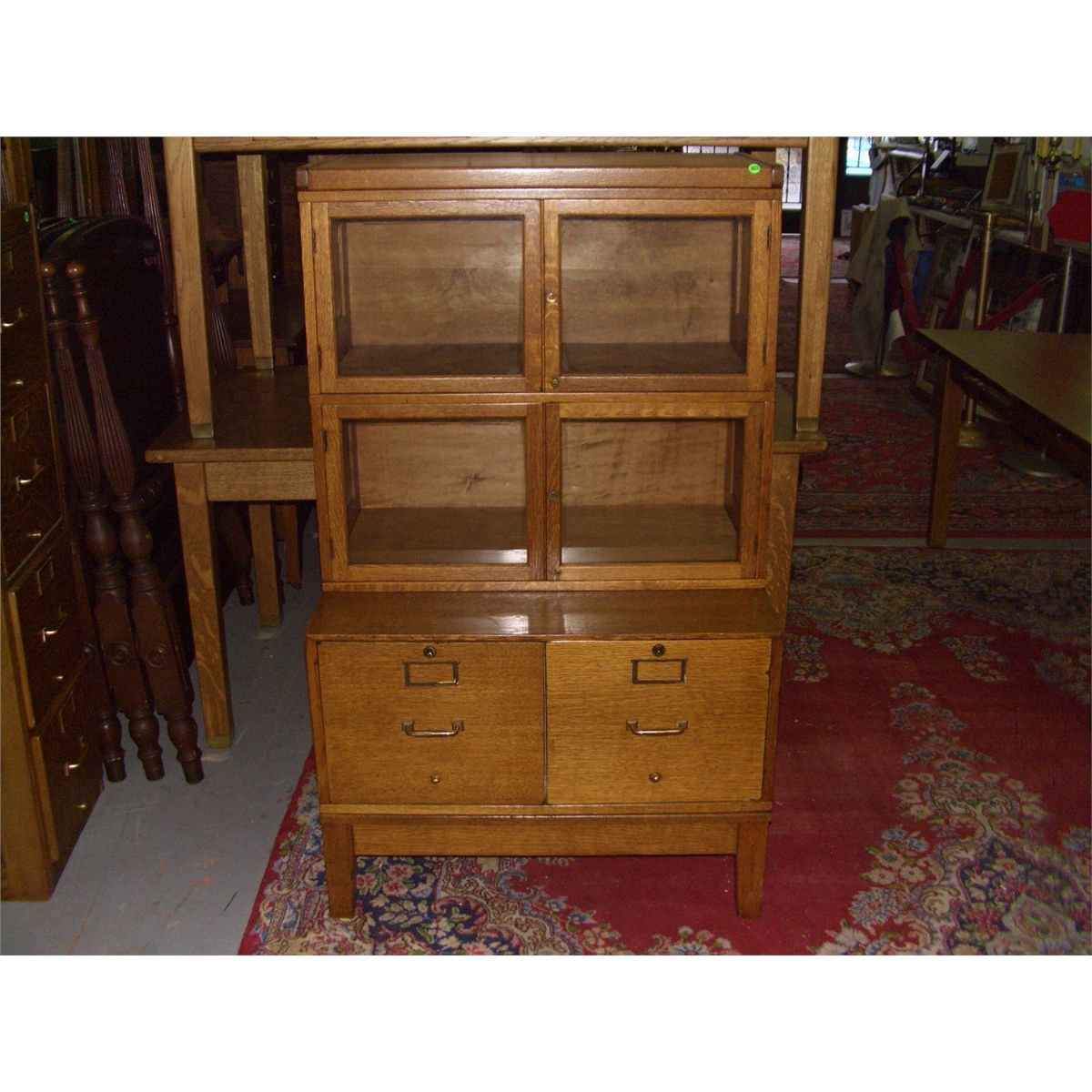 American Oak Arts & Crafts stacking bookcase / file solid