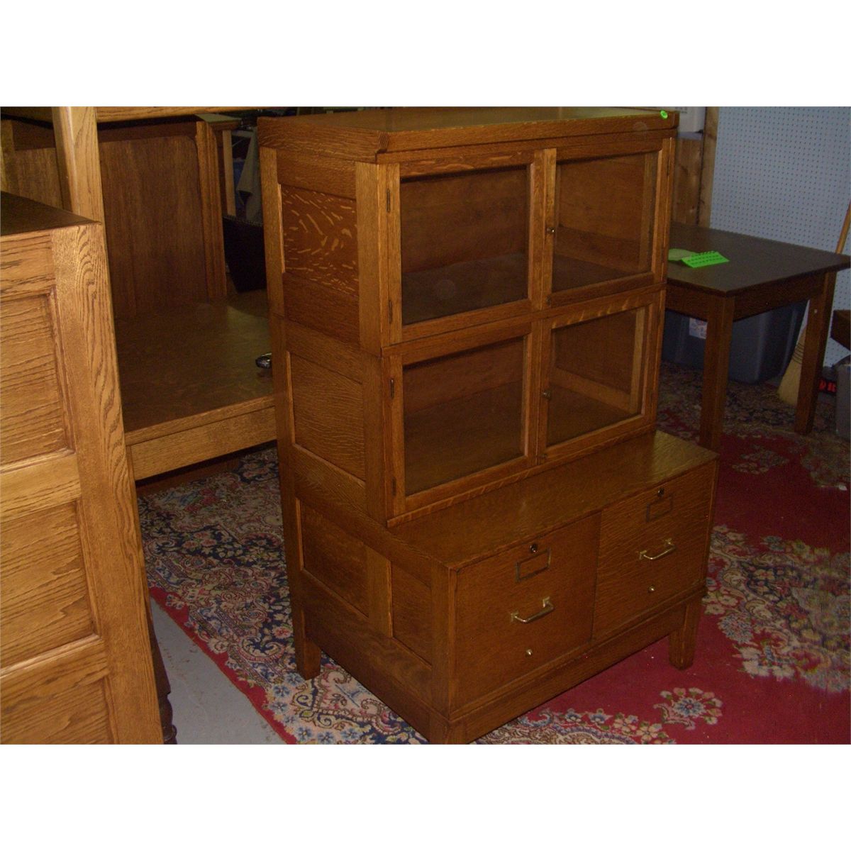 American Oak Arts & Crafts stacking bookcase / file solid