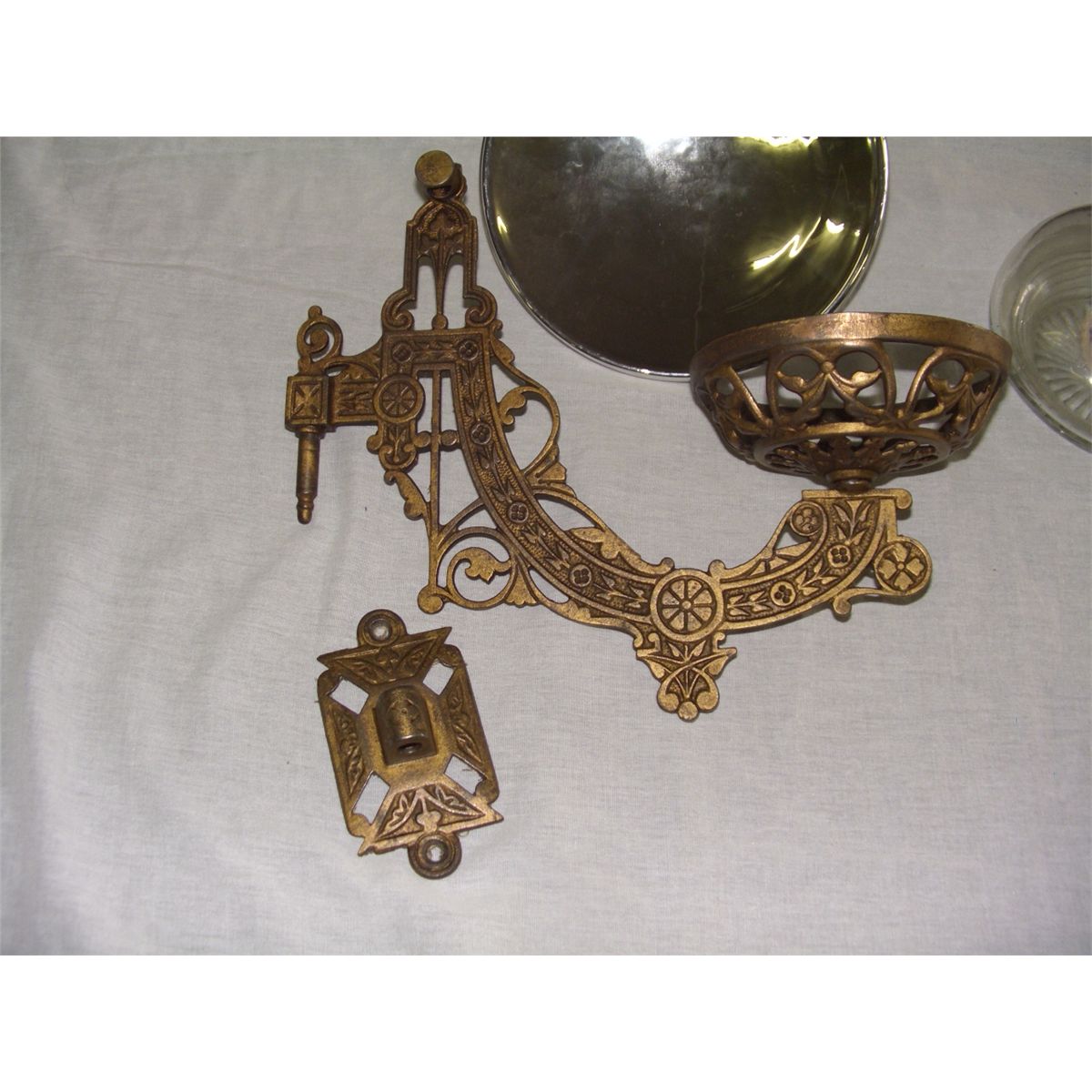 antique wall oil lamp with holder and mercury reflector