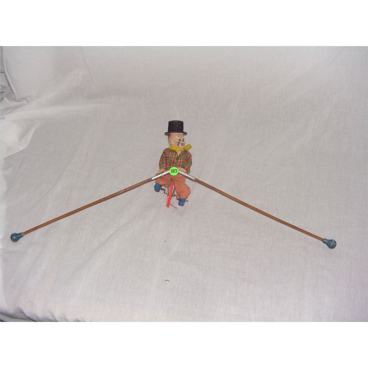 vintage childs toy clown tight rope toy