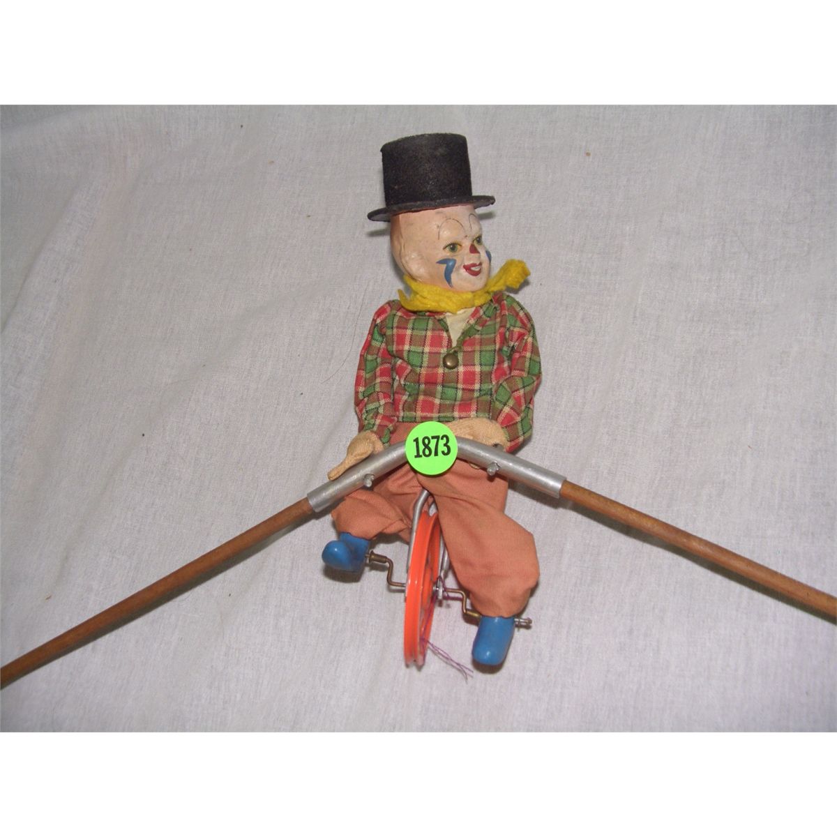vintage childs toy clown tight rope toy