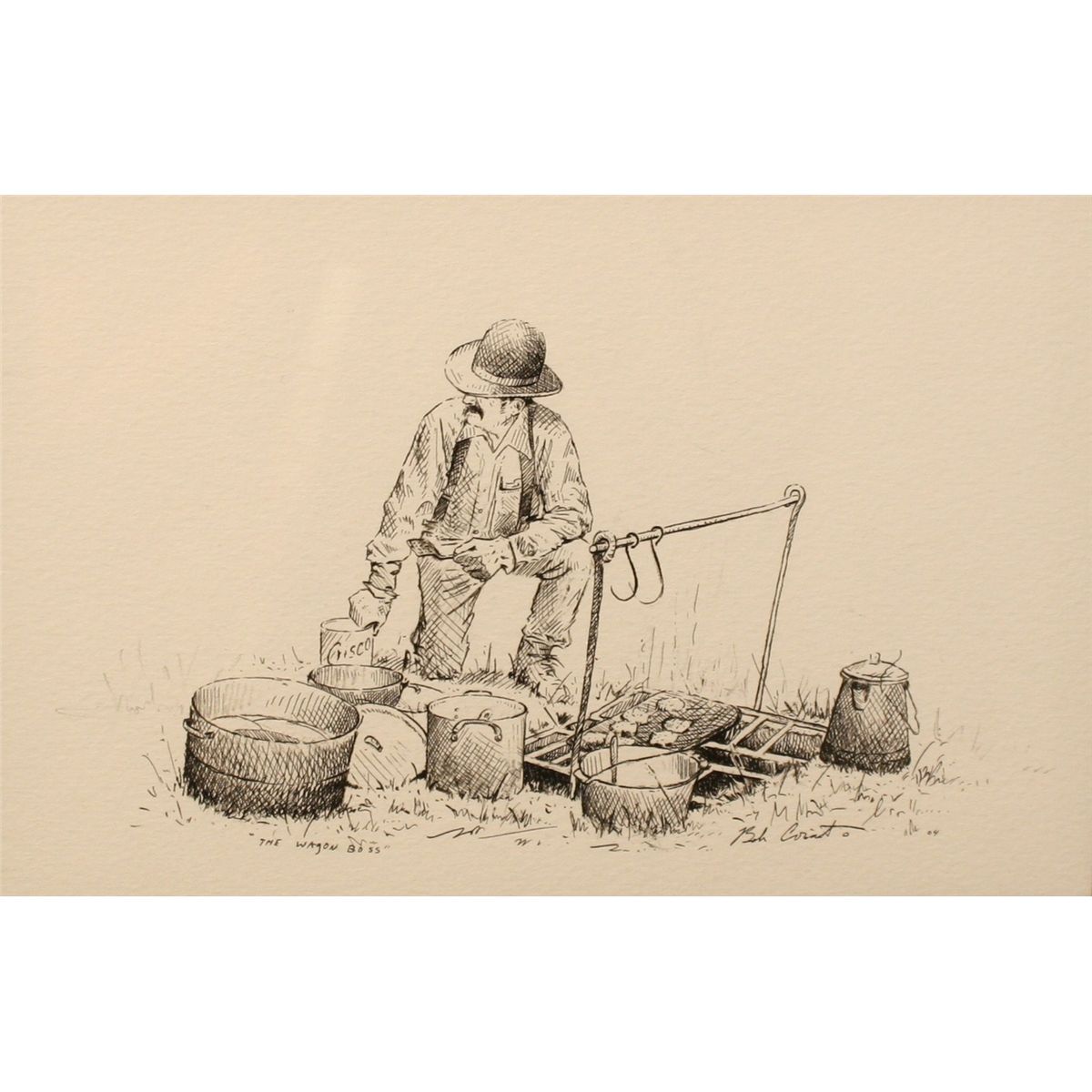 Bob Coronato, The Wagon Boss, original pen and ink, with 80th Annual