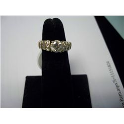 1 Carat Round Center Stone Plus Diamonds in Band, 14K Gold