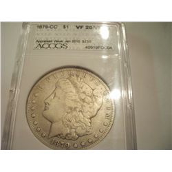 1879 Carson City Silver Morgan Dollar, Graded VF-20