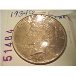 1934-D Silver Peace Dollar, XF-40