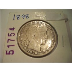 1898 Barber Silver Half Dollar