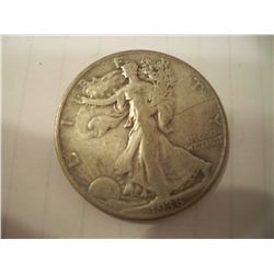 1938-D VF Walking Liberty Silver Half Dollar, Key Date, Low Mintage, 491,600