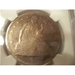 1871 Sitting Liberty Silver Dollar, NGC Graded AU-53