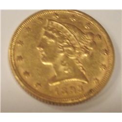 1893 $5 BU Gold Liberty Head, XF