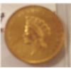 Image 1 : 1854 $1 Type 2 Gold Indian Princess head Coin, AU