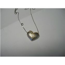 14K Two Tone Gold Diamond Heart Necklace