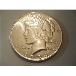 1934-D Silver Peace Dollar, MS--61