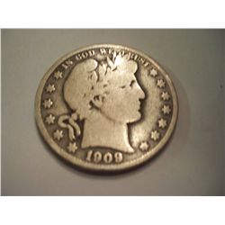 1909-S Barber Silver Half Dollar