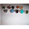 10 Pcs Sterling Silver Rings w/Gemstones &Crystals, Approx.100 Grams
