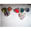 7 Pcs Sterling Silver Rings w/Gemstones &Crystals, Approx.100 Grams