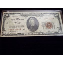 1929 $20 National Currency Chicago FRB Note