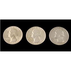 3 Gem UNC Dif Date Washington Quarters 1945, 63-D, 64-D