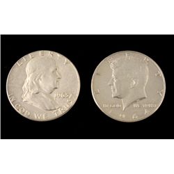 1963 & 1964 Franklin & Kennedy Silver Half Dollars
