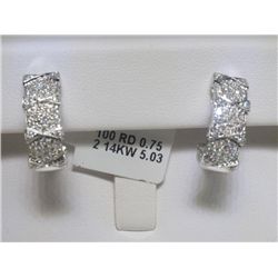 14K White Gold Earrings All Diamonds .75 Carat
