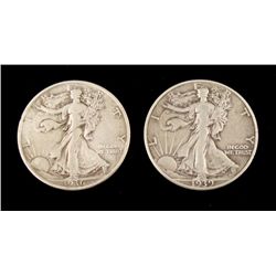 1936 and 1939 Walking Liberty Half Dollar Coins
