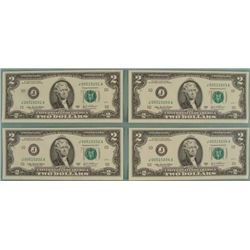 4) 2003 A Consec # Two Dollar Bills $2 Notes J Mint  CU