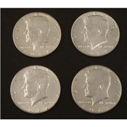 4 UNC 1967 Kennedy Silver (40%) Coins