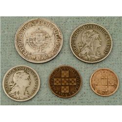 5 Early Date Portuguese Coins 1940 1943 1951 1952  1967