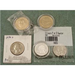 Five GEM UNC George Washington Coins