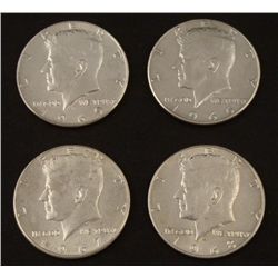 4 Diff Date Kennedy UNC Silver 40% Coins 1966-1969-D