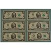 Image 1 : 6 Consec Number 2003 A $2 Bills G Mint Notes Chicago CU