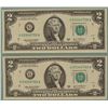 Image 1 : 2 Consec # CU 2003 A $2 Bills Notes G Mint Chicago