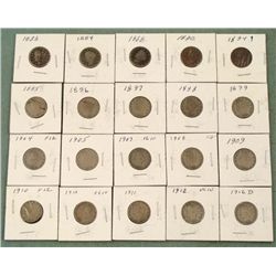 Set of 20 Diff Liberty Nickels Full Dates 1883-1912