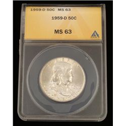 1959-D MS 63 Franklin Silver Half Dollar