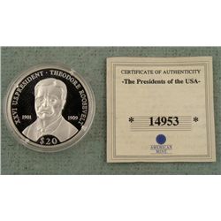 Large Liberia .999 Silver 20 Gram Commemorative Coin