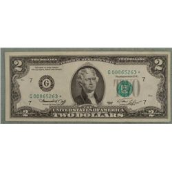 1976 Star Note $2 Two Dollar Bill G Mint Chicago
