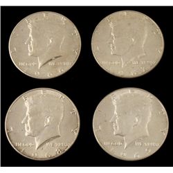 4 Diff Date UNC Kennedy 40% Silver Half Dollars 1966-69