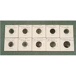 10 Ancient Roman Coins: 2nd-4th Century, Ptolemaic?
