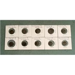 10 Ancient Roman Coins: Constantine I, Constantius II