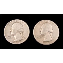 1936-P and D Washington Quarters Full Rim and Date