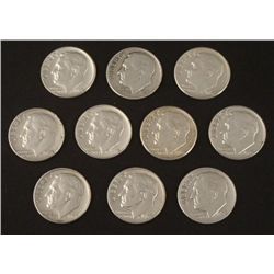 10 Mixed Date High Grade Roosevelt Silver Dimes