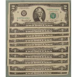 (10) 1976 $2 Notes H Mint St Louis